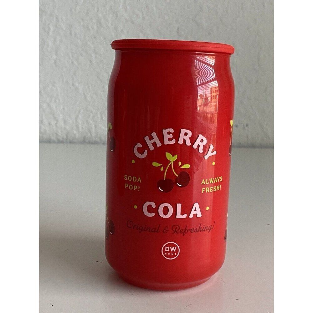 DW Home Cherry Cola Soda Pop Glass Candle 15oz 33 HR Single Wick‎ Rubber Lid NEW